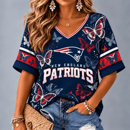 New England Patriots Premium NFL Butterfly Breeze V-Neck NTH1
