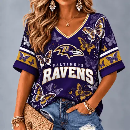 Baltimore Ravens Premium NFL Butterfly Breeze V-Neck NTH1