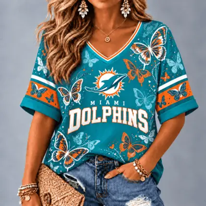 Miami Dolphins Premium NFL Butterfly Breeze V-Neck NTH1