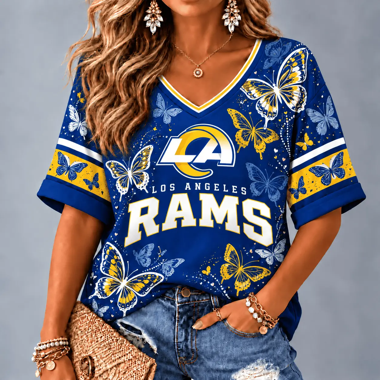 Los Angeles Rams Premium NFL Butterfly Breeze V-Neck NTH1