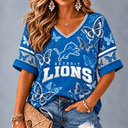 Detroit Lions Premium NFL Butterfly Breeze V-Neck NTH1