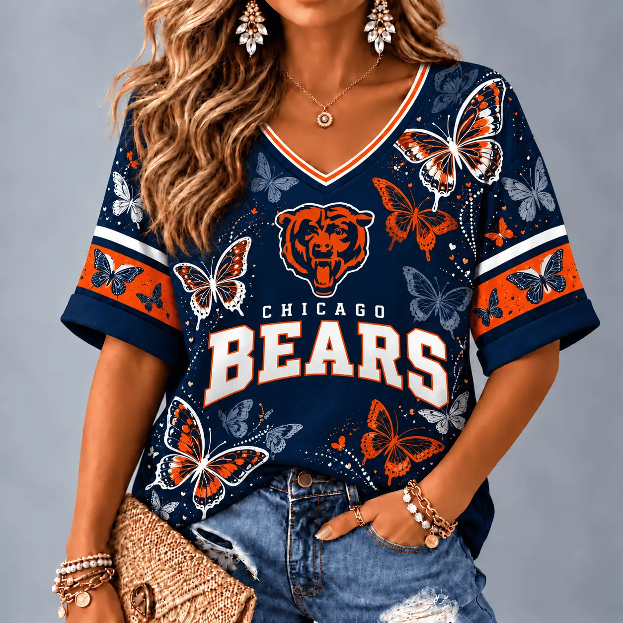 Chicago Bears Premium NFL Butterfly Breeze V-Neck NTH1