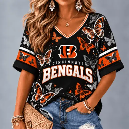 Cincinnati Bengals Premium NFL Butterfly Breeze V-Neck NTH1