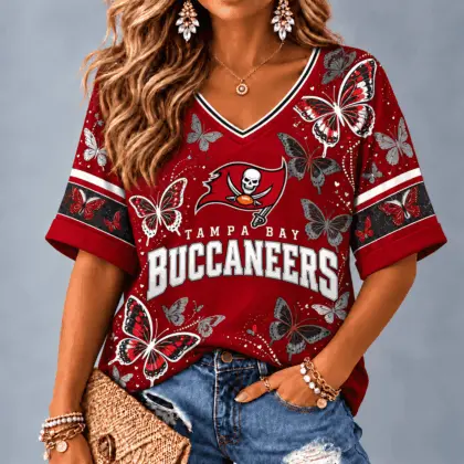 Tampa Bay Buccaneers Premium NFL Butterfly Breeze V-Neck NTH1