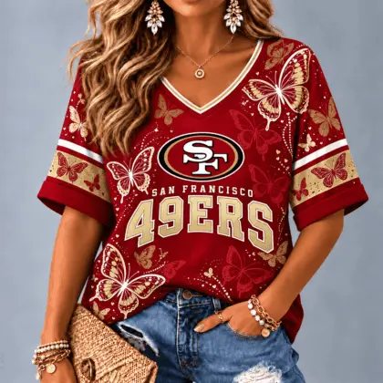San Francisco 49ers Premium NFL Butterfly Breeze V-Neck NTH1