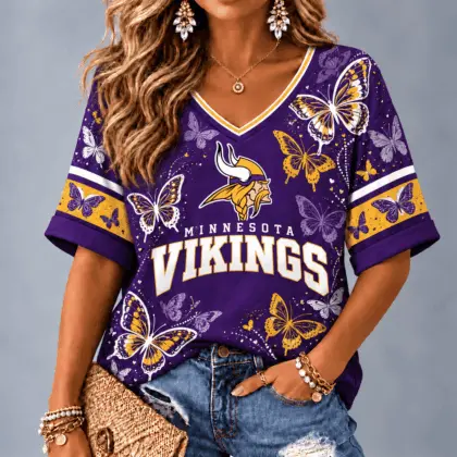 Minnesota Vikings Premium NFL Butterfly Breeze V-Neck NTH1