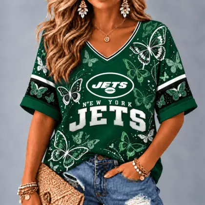 New York Jets Premium NFL Butterfly Breeze V-Neck NTH1