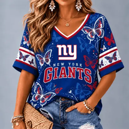 New York Giants Premium NFL Butterfly Breeze V-Neck NTH1