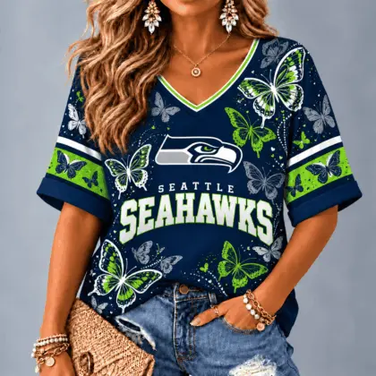 Seattle Seahawks Premium NFL Butterfly Breeze V-Neck NTH1