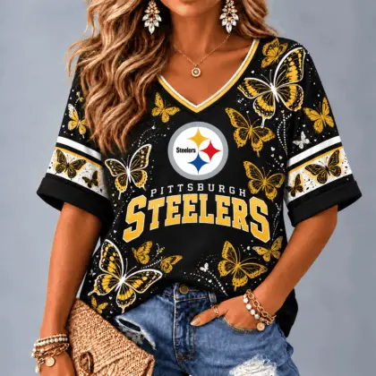 Pittsburgh Steelers Premium NFL Butterfly Breeze V-Neck NTH1