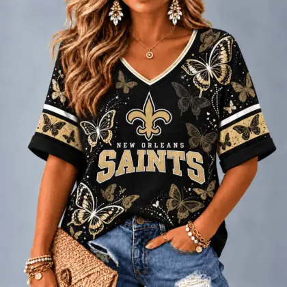 New Orleans Saints Premium NFL Butterfly Breeze V-Neck NTH1