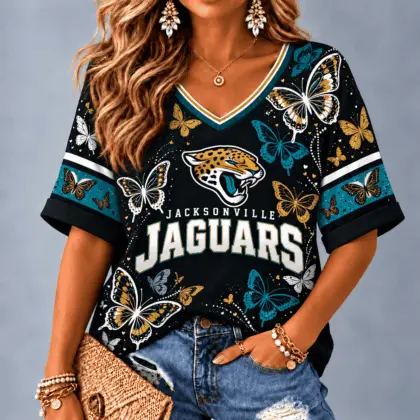 Jacksonville Jaguars Premium NFL Butterfly Breeze V-Neck NTH1