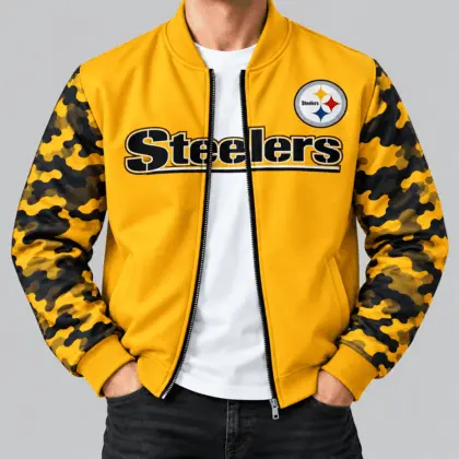 Pittsburgh Steelers | NFL Camo Sleeve Baseball Jacket