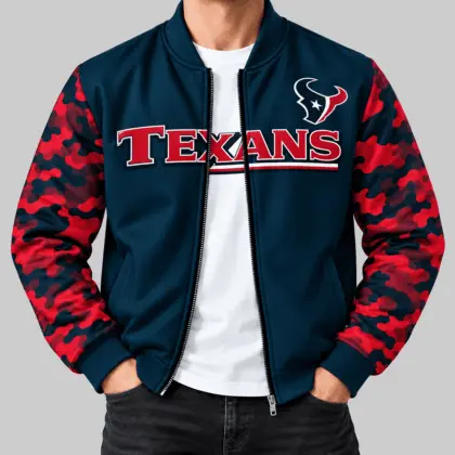 Houston Texans | NFL Camo Sleeve Baseball Jacket