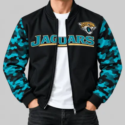 Jacksonville Jaguars | NFL Camo Sleeve Baseball Jacket