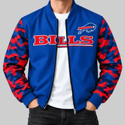 Buffalo Bills | NFL Camo Sleeve Baseball Jacket