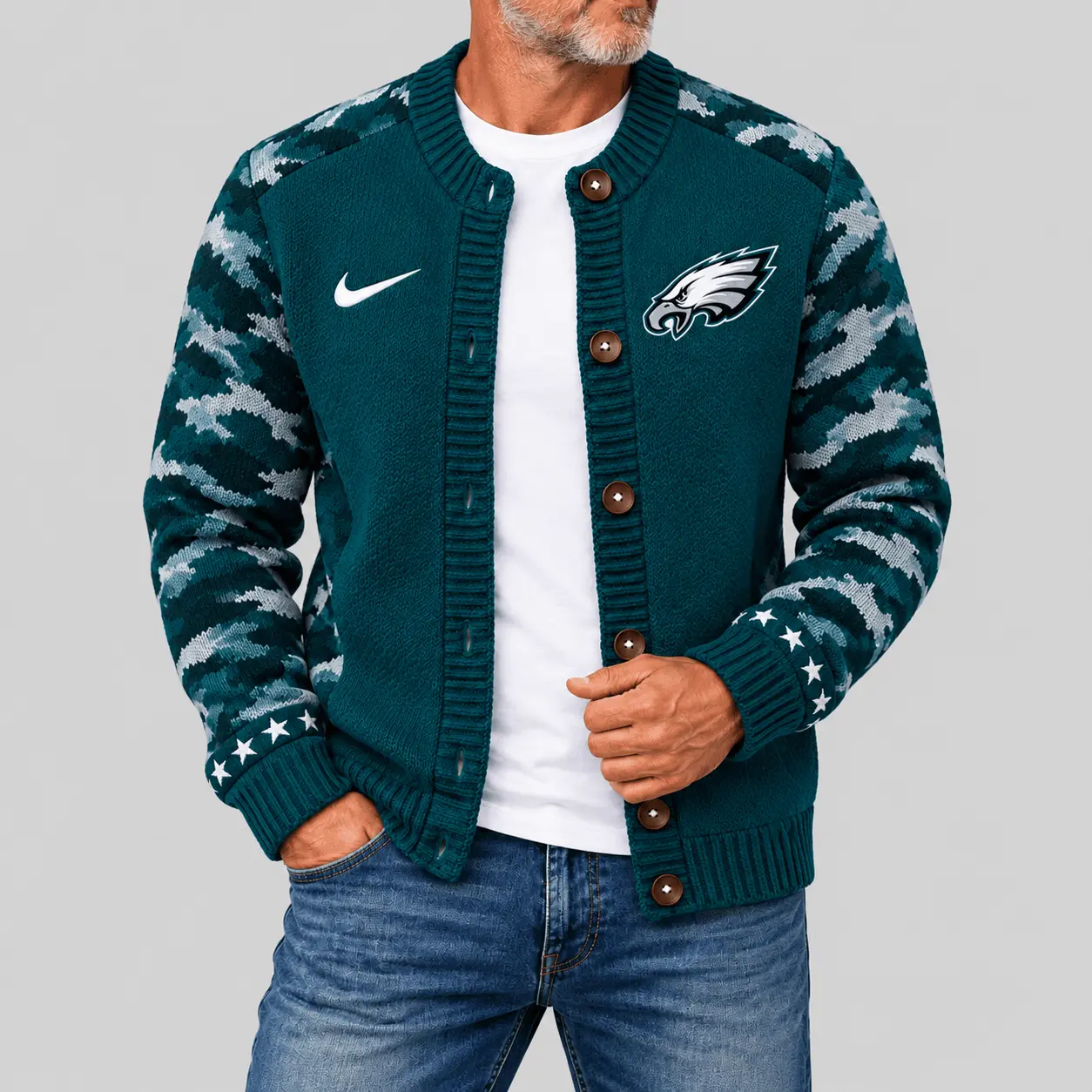 Philadelphia Eagles | NFL Camo Sleeve Knit Cardigan