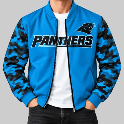 Carolina Panthers | NFL Camo Sleeve Baseball Jacket
