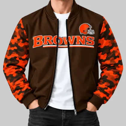 Cleveland Browns | NFL Camo Sleeve Baseball Jacket