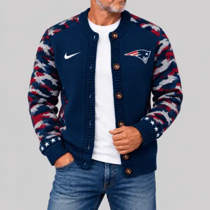 New England Patriots | NFL Camo Sleeve Knit Cardigan