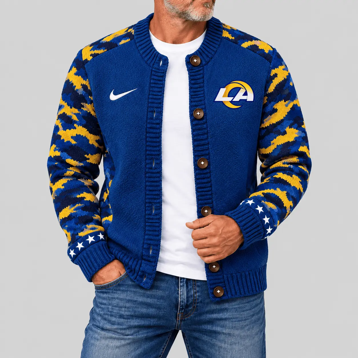 Los Angeles Rams | NFL Camo Sleeve Knit Cardigan
