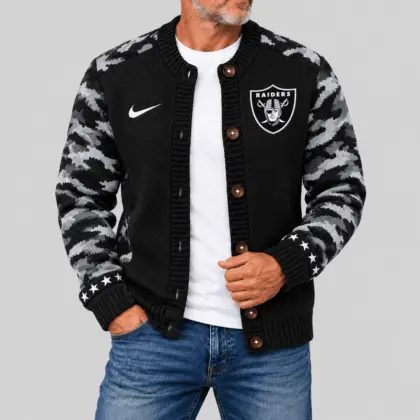Las Vegas Raiders | NFL Camo Sleeve Knit Cardigan