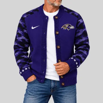 Baltimore Ravens | NFL Camo Sleeve Knit Cardigan