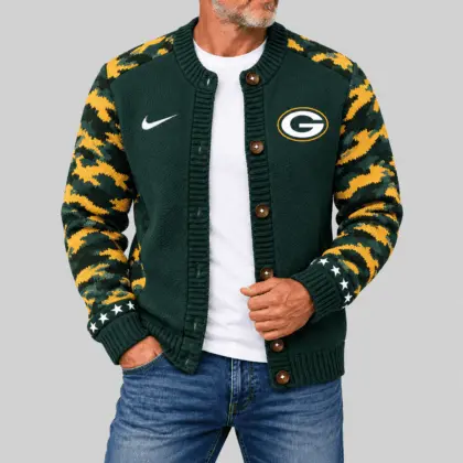Green Bay Packers | NFL Camo Sleeve Knit Cardigan