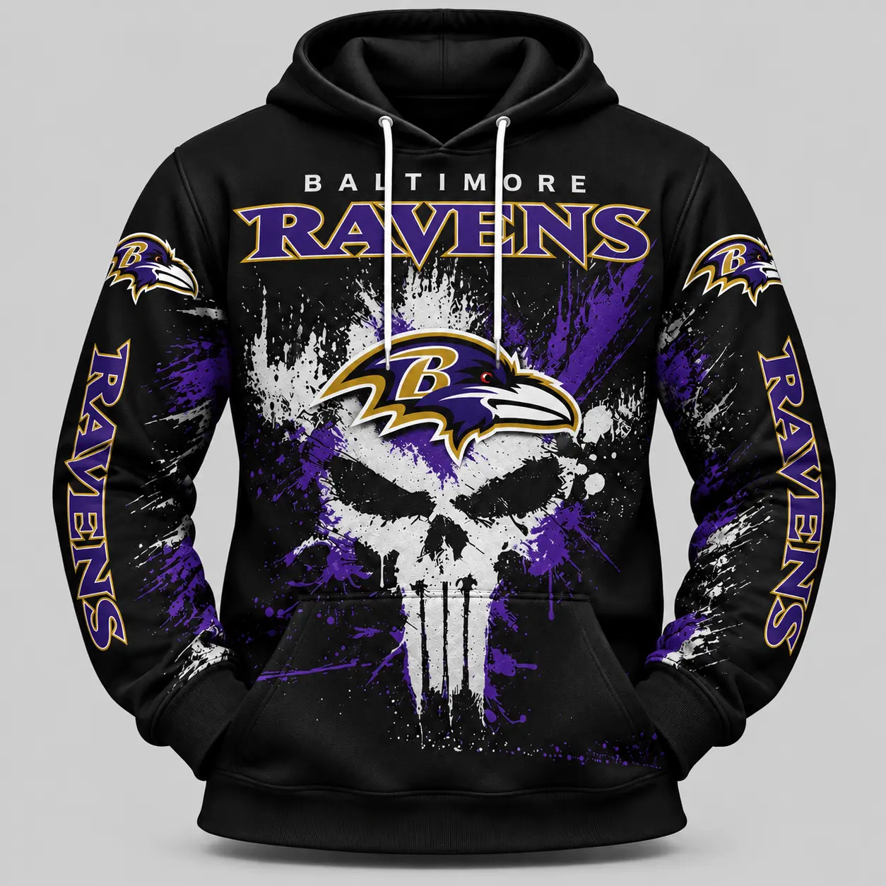 Baltimore Ravens | NFL Skull Splatter Hoodie