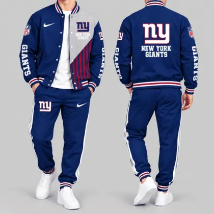 New York Giants | NFL Split Panel Baseball Jacket Jogger Set