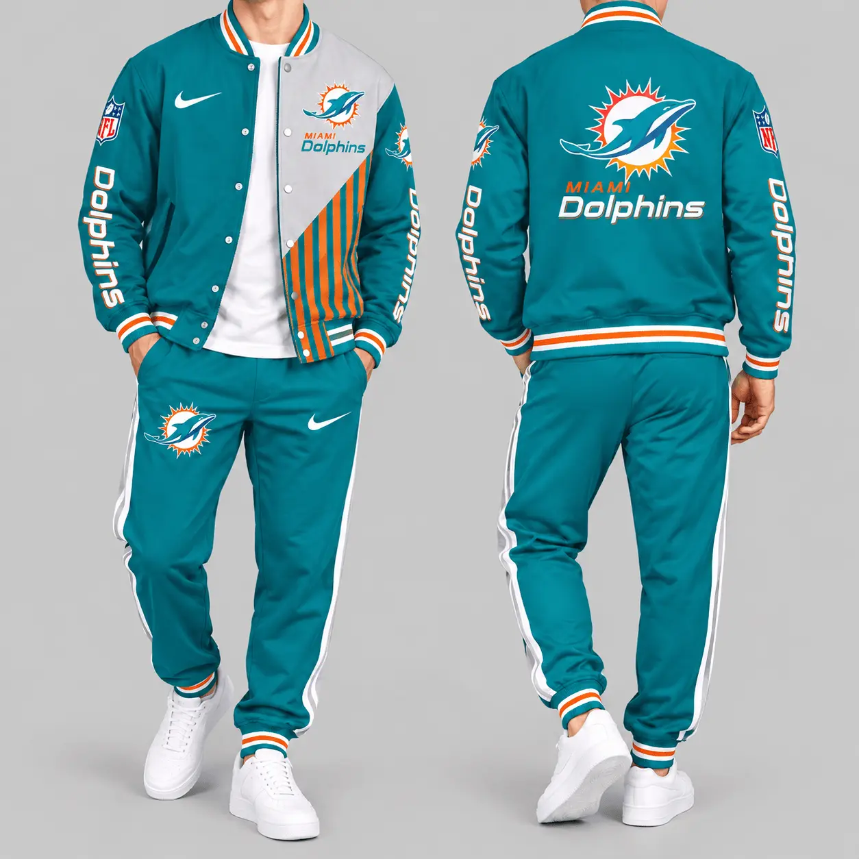 Miami Dolphins | NFL Split Panel Baseball Jacket Jogger Set