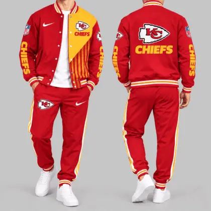 Kansas City Chiefs | NFL Split Panel Baseball Jacket Jogger Set