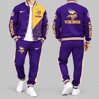 Minnesota Vikings | NFL Split Panel Baseball Jacket Jogger Set