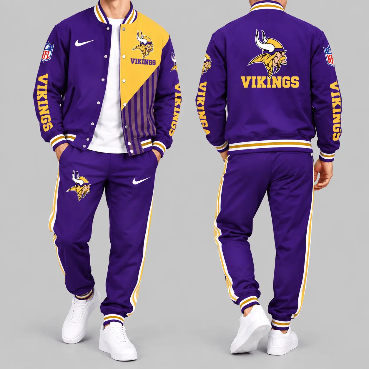 Minnesota Vikings | NFL Split Panel Baseball Jacket Jogger Set