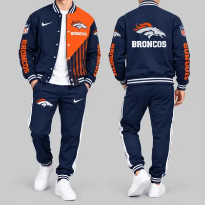 Denver Broncos | NFL Split Panel Baseball Jacket Jogger Set