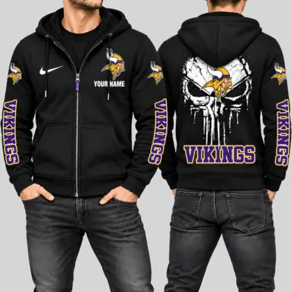 Minnesota Vikings | NFL Skull Back Zip Hoodie