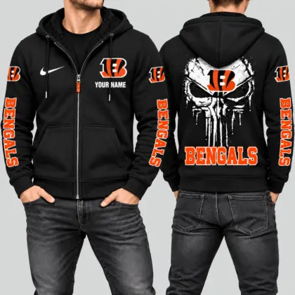 Cincinnati Bengals | NFL Skull Back Zip Hoodie
