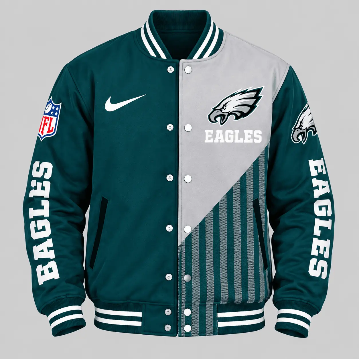 Philadelphia Eagles | NFL Split Panel Baseball Jacket Jogger Set - Image 2