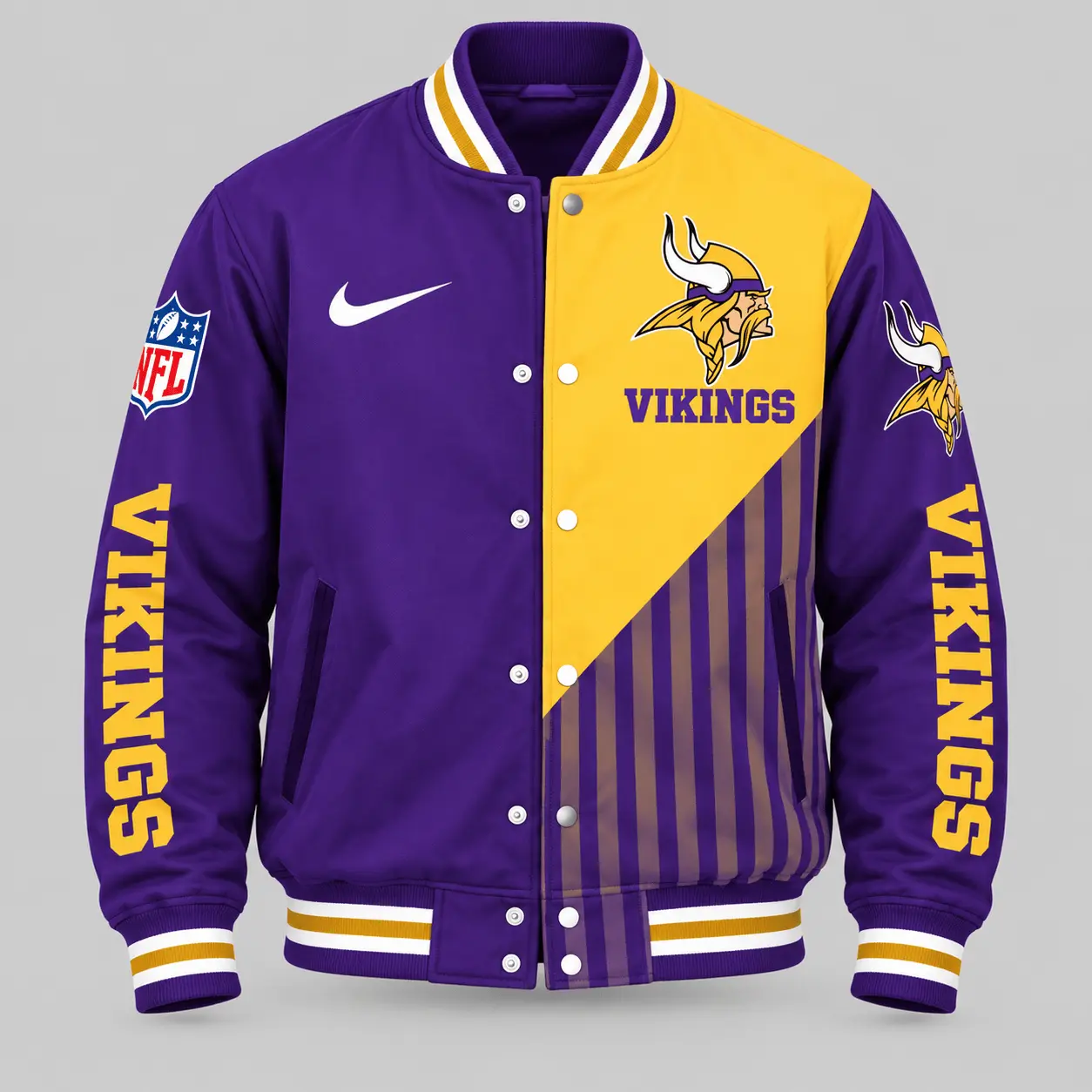Minnesota Vikings | NFL Split Panel Baseball Jacket Jogger Set - Image 2