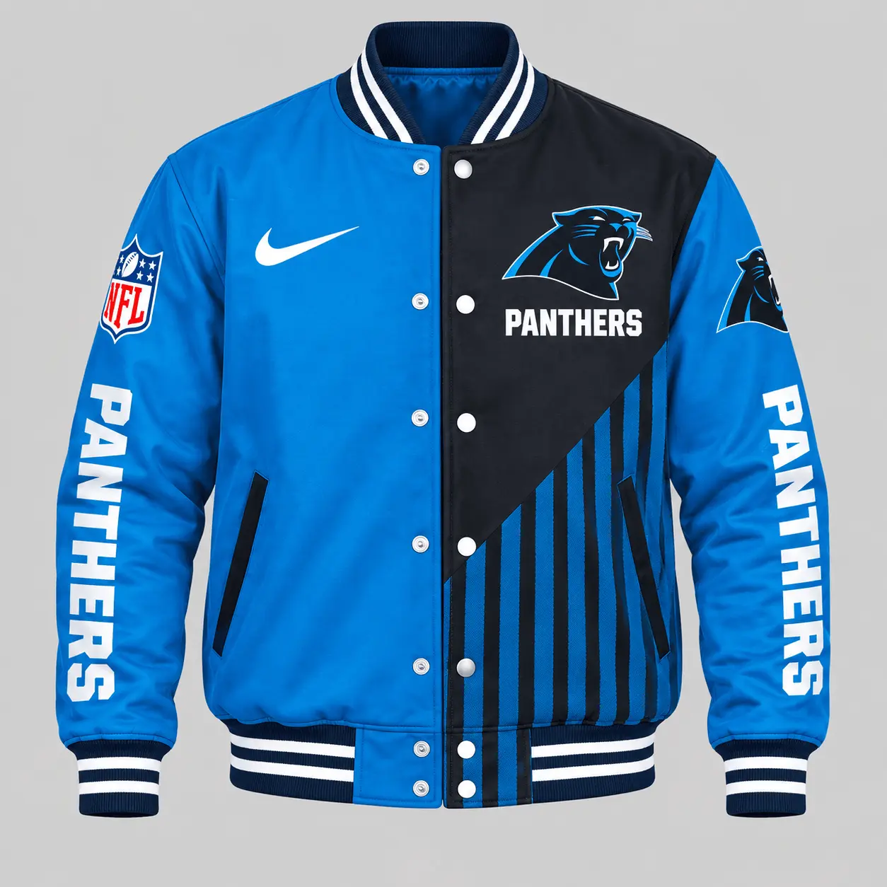 Carolina Panthers | NFL Split Panel Baseball Jacket Jogger Set - Image 2