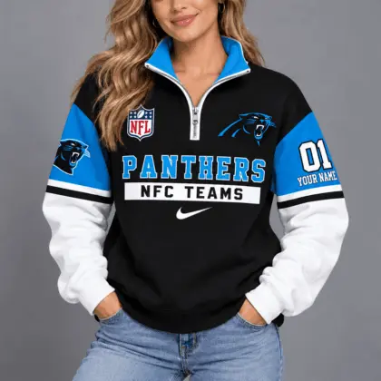 Carolina Panthers | Premium NFL Classic Varsity Style Quarter-Zip Sweatshirt TD