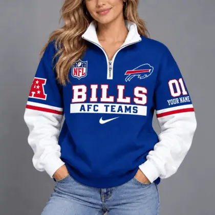 Buffalo Bills | Premium NFL Classic Varsity Style Quarter-Zip Sweatshirt TD