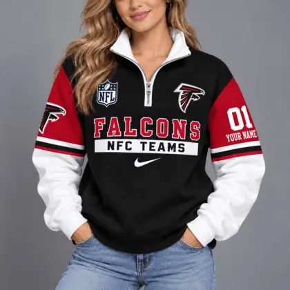 Atlanta Falcons | Premium NFL Classic Varsity Style Quarter-Zip Sweatshirt TD