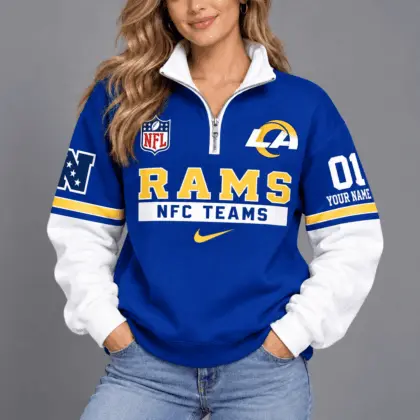 Los Angeles Rams | Premium NFL Classic Varsity Style Quarter-Zip Sweatshirt TD