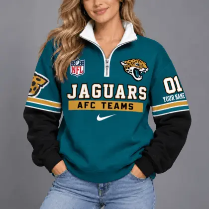 Jacksonville Jaguars | Premium NFL Classic Varsity Style Quarter-Zip Sweatshirt TD