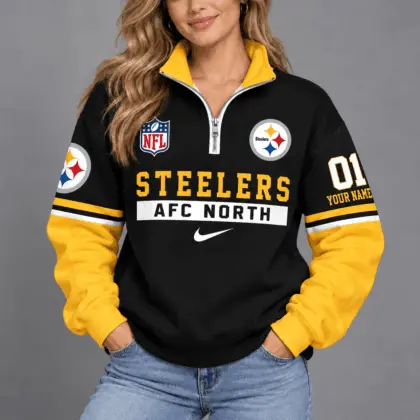 Pittsburgh Steelers | Premium NFL Classic Varsity Style Quarter-Zip Sweatshirt TD