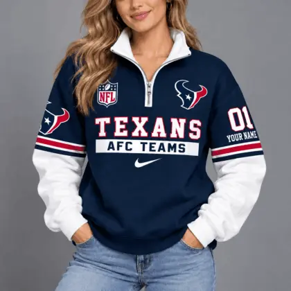 Houston Texans | Premium NFL Classic Varsity Style Quarter-Zip Sweatshirt TD