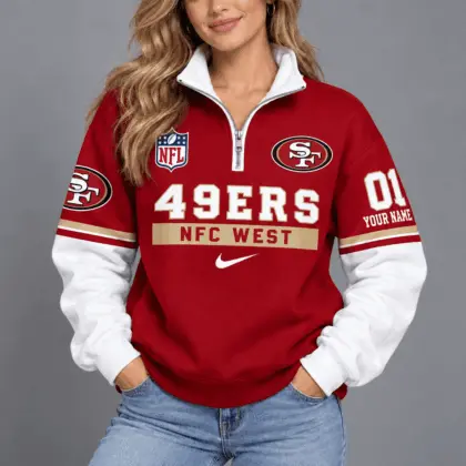 San Francisco 49ers | Premium NFL Classic Varsity Style Quarter-Zip Sweatshirt TD