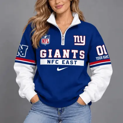 New York Giants | Premium NFL Classic Varsity Style Quarter-Zip Sweatshirt TD