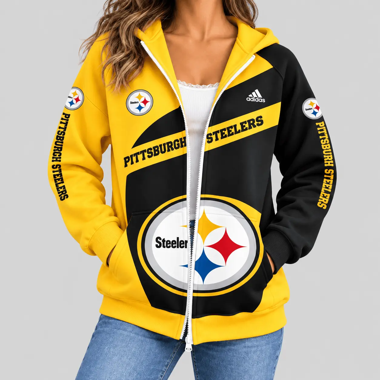 Pittsburgh Steelers | NFL Diagonal Stripe Zip Hoodie